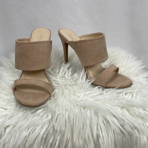 Anne Michelle Nude Suede High Heeled Sandals, Size 6.5 - Picture 1 of 10